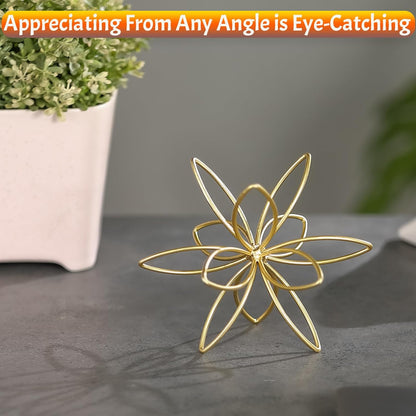 8" Gold Decorative Sphere, Metal Floral Tabletop Sculpture, Abstract Tabletop Decorative Ball for Home Metal Sphere Decor