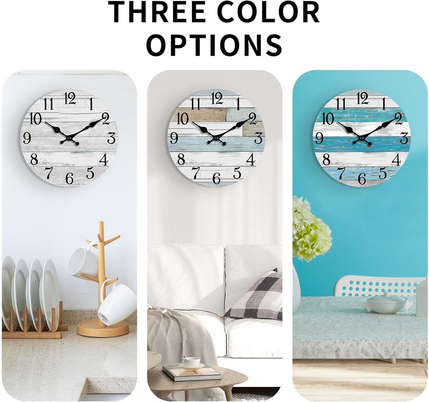 KECYET Wall Clock Battery Operated 8 Inch Silent Non Ticking Coastal Design Country Rustic Retro Decorative for Bathroom Kitchen Living Room Bedroom
