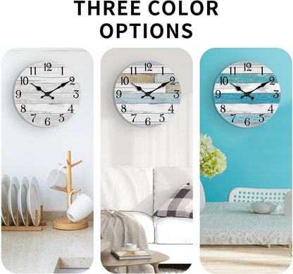 KECYET Wall Clock Battery Operated 8 Inch Silent Non Ticking Coastal Design Country Rustic Retro Decorative for Bathroom Kitchen Living Room Bedroom