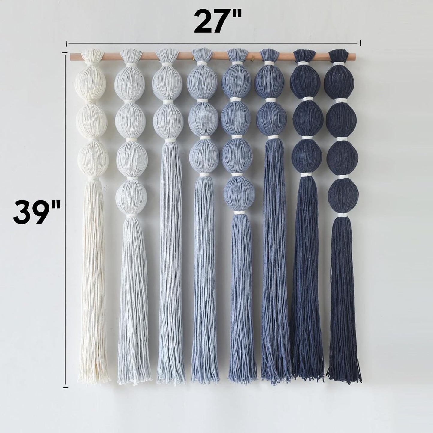 IOWER Macrame Wall Hanging 27" W x 31" L Boho Wall Decor Sphericity Cotton Textile Wall Hanging Art Fiber Yarn Art Handmade Detachable Assembly