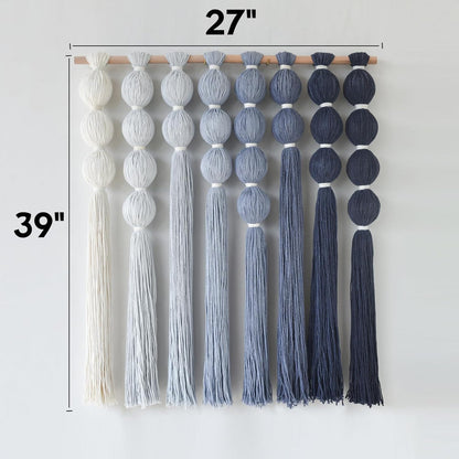 IOWER Macrame Wall Hanging 27" W x 31" L Boho Wall Decor Sphericity Cotton Textile Wall Hanging Art Fiber Yarn Art Handmade Detachable Assembly