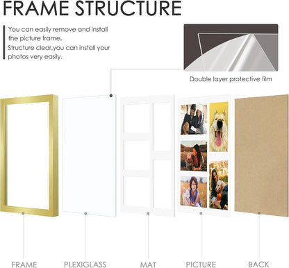 DUENPY 14x26 Collage Picture Frame 4x6 Collage Picture Frame Displays Twelve 4x6 inch Photos Available Horizontal Wall Mounting Display and Vertical Black - Colors A