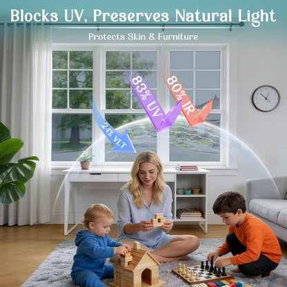Haton Window Privacy Film, Stained Glass Rainbow Film Decorative Window Clings, Static Cling Sun Blocking Stickers Decals Coverings Tint for Home Heat Control, Non-Adhesive 17.5" x 78.7"