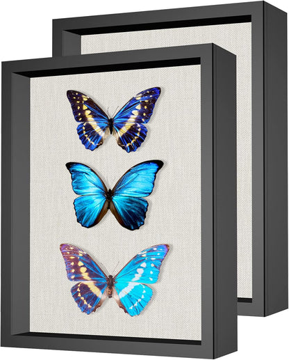 Califortree 8x10 Shadow Box Frame with Linen Back - Sturdy Rustic Memory Display Case of Flower, Pictures, Medals and More, White