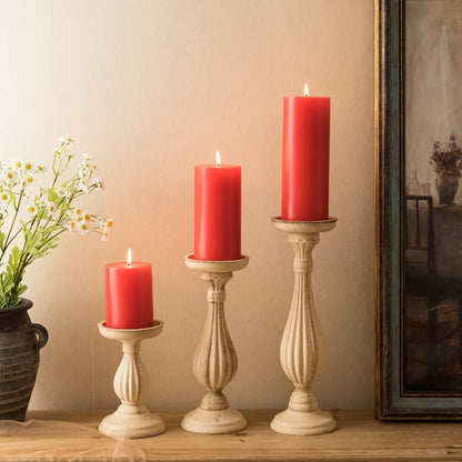 MOZEAL 3" x 4" Hand-Poured Unscented Candle,Dripless Pillar Candle Set of 3,Long Clean Burning,Approx 72 Hours Burn Time,Rustic Country Style,Wedding,Dinner,Christmas and Home Decor,White