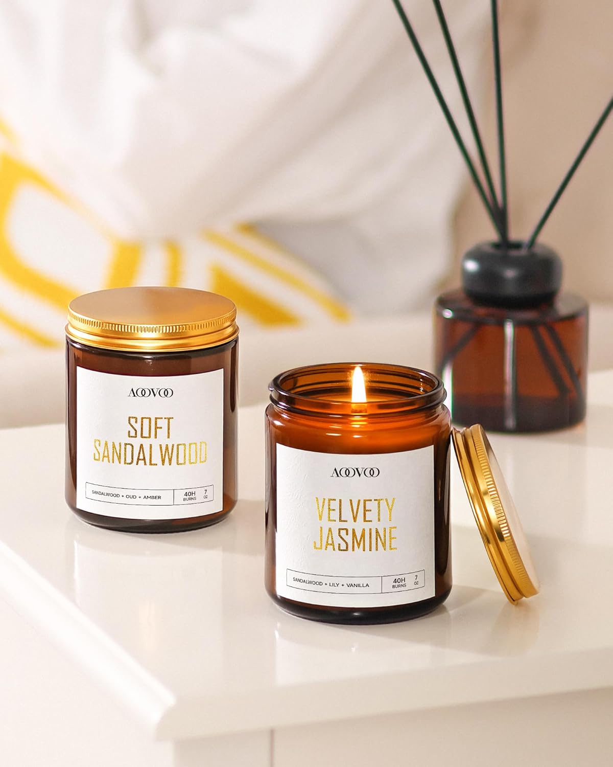 AOOVOO Scented Candles - 4PC Candle Set, 36 oz Soy Candles, Soy Candle for Home Scented, Lavender/Vanilla/Eucalyptus/Sage