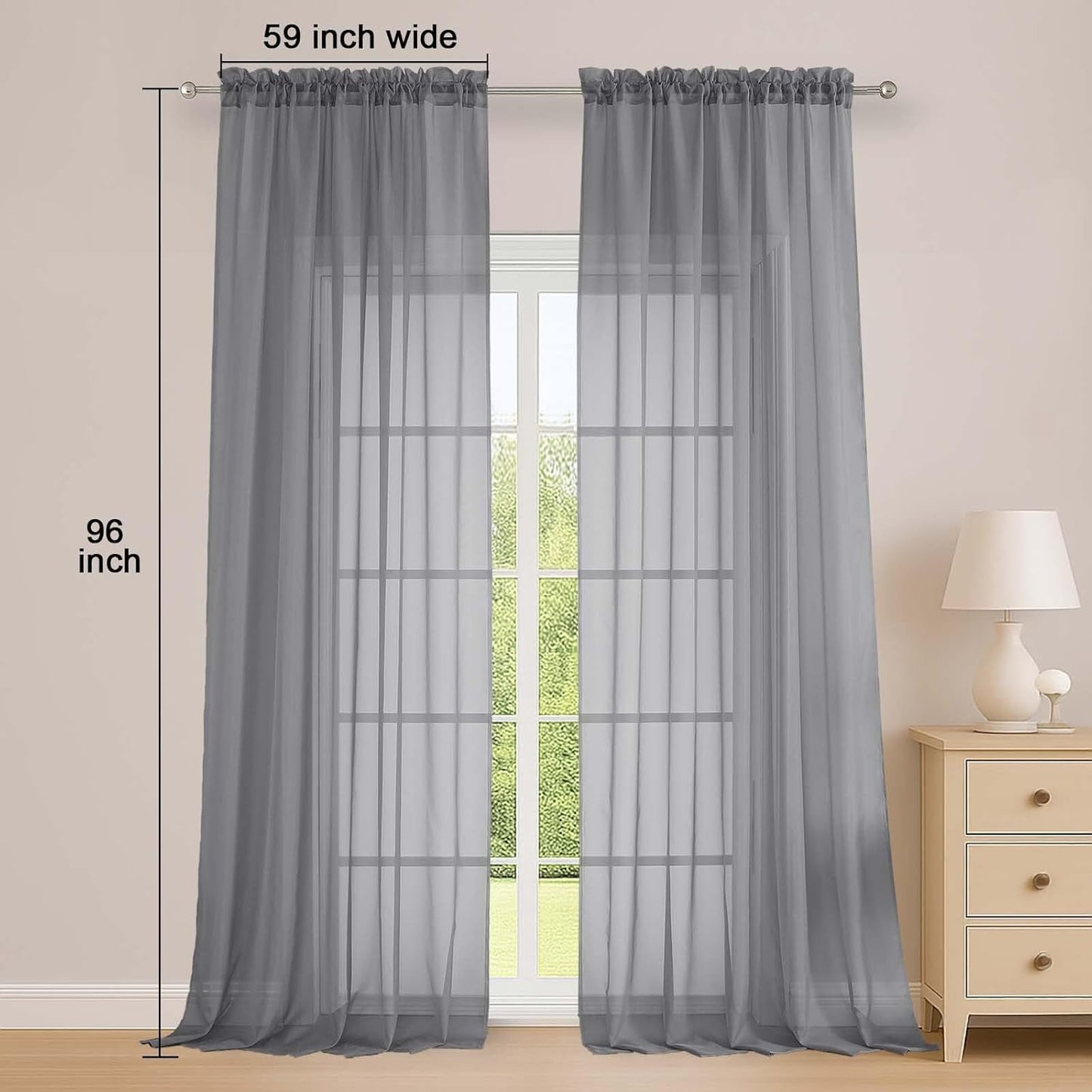 OWENIE Sheer Curtains 84 inches Long 2 Panels Set for Living Room/Bedroom, Rod Pocket Voile Sheer Panel Drapes, White, 2pcs, Each 42" W x 84" L - Colors A
