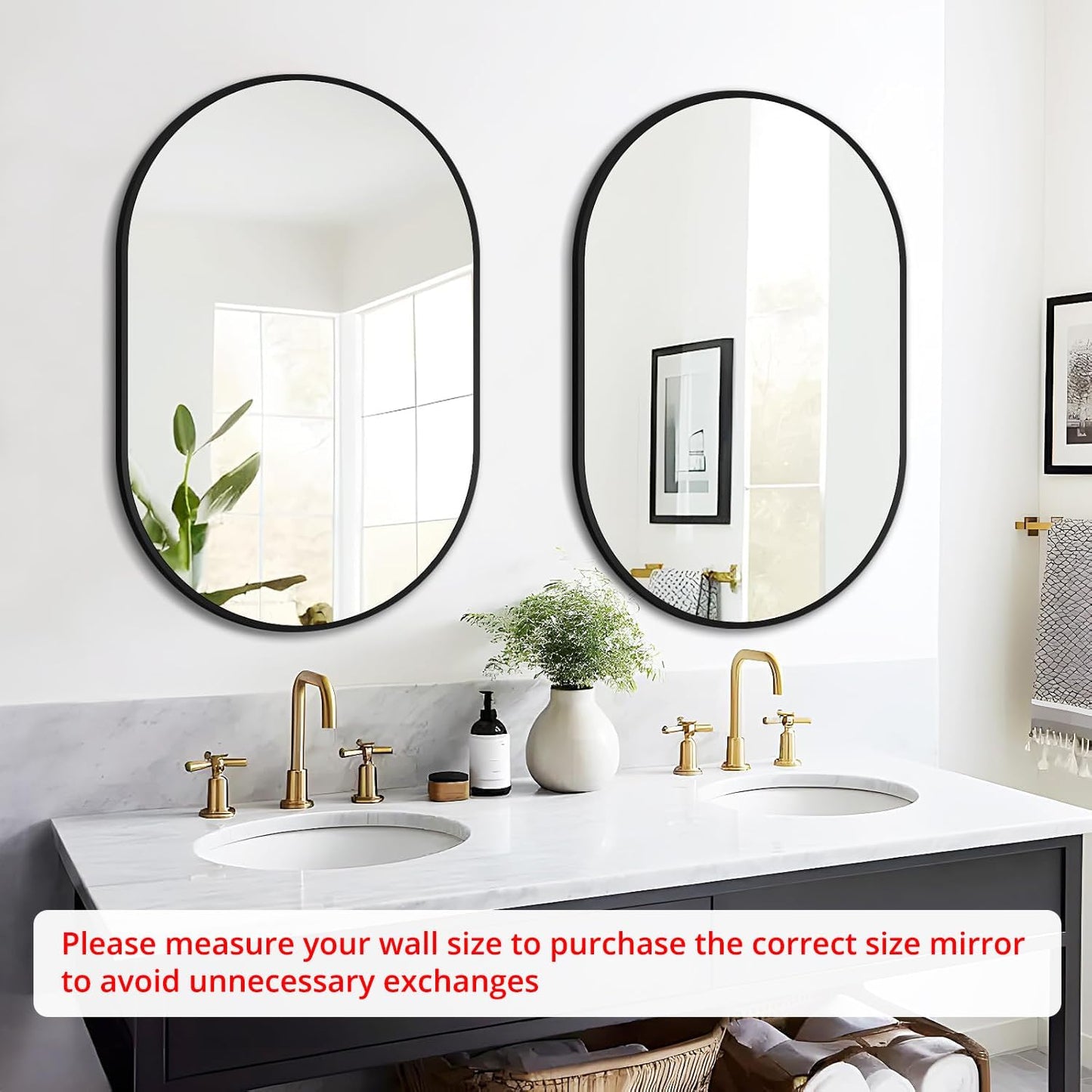 Fabuday Black Arch Bathroom Mirror for Wall - 20x28 Arched Mirror for Over Sink, Metal Framed Mirror for Hanging in Living Room, Bedroom, Entryway, Hallway