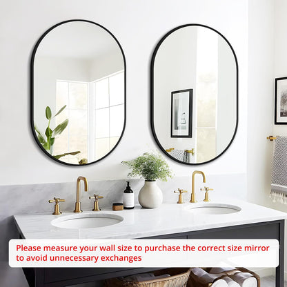 Fabuday Black Arch Bathroom Mirror for Wall - 20x28 Arched Mirror for Over Sink, Metal Framed Mirror for Hanging in Living Room, Bedroom, Entryway, Hallway