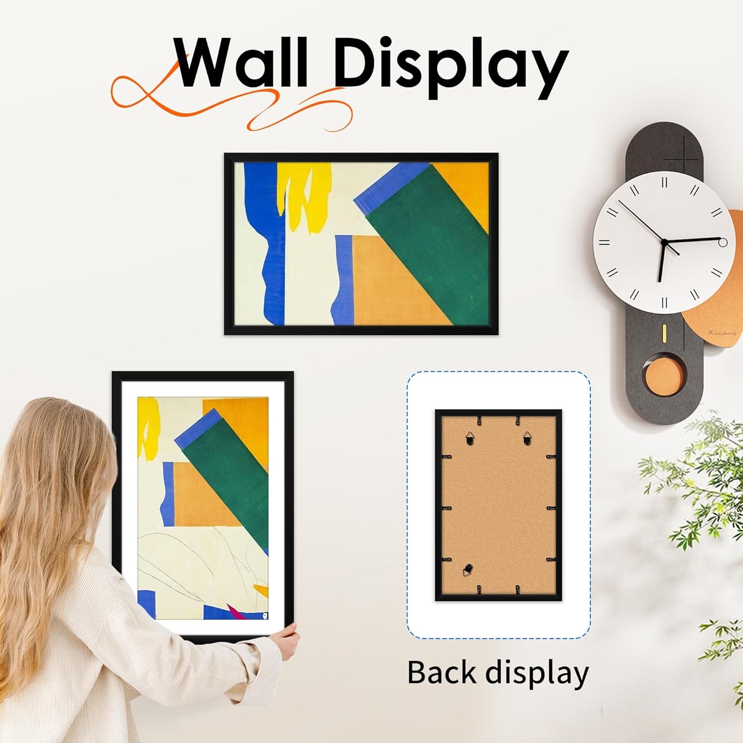 FIXSMITH 8x10 Picture Frame Set of 2, Photo Frame with HD Plexiglass, Display Pictures 5x7 with Mat or 8x10 Without Mat Multi Picture Frames Collage for Tabletop or Wall Display, Black