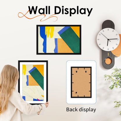 FIXSMITH 8x10 Picture Frame Set of 2, Photo Frame with HD Plexiglass, Display Pictures 5x7 with Mat or 8x10 Without Mat Multi Picture Frames Collage for Tabletop or Wall Display, Black