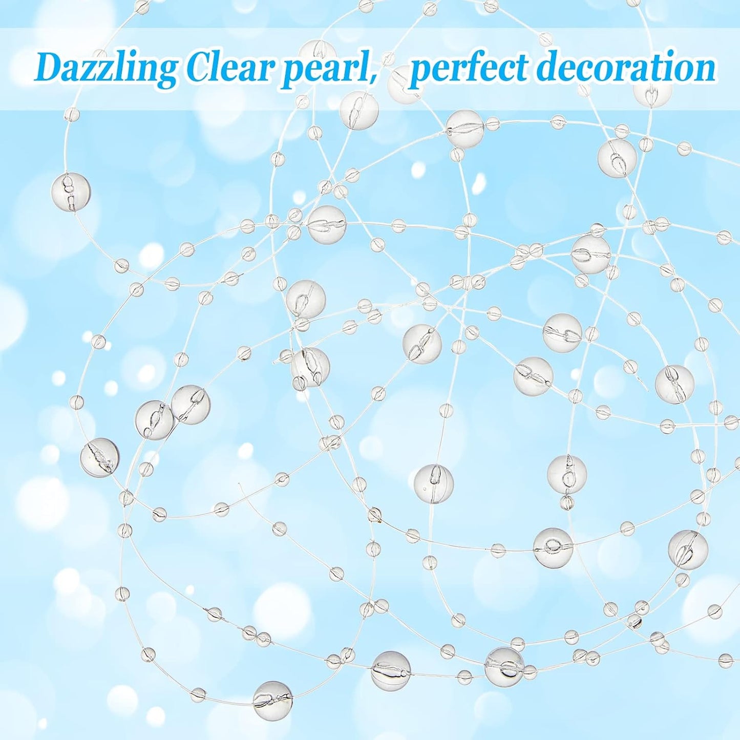 Tondiamo 24 Pcs Artificial Pearl String for Floating Candle Faux Pearls Beads String Garland Centerpiece Decoration for Vases Filler Wedding Spring Holiday Party Decor(Gold)