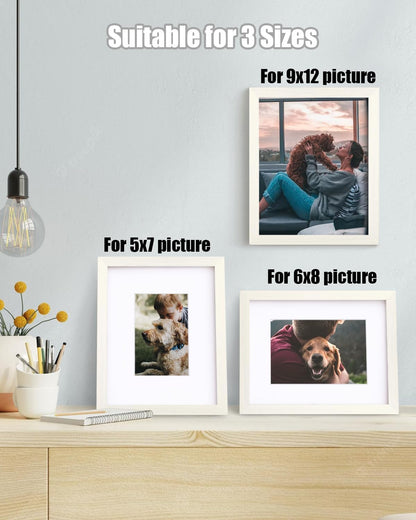 Egofine 8x10 Picture Frames Set of 4, Made of Solid Wood Covered by Plexiglass 4x6 and 5x7 with Mat or 8x10 without Mat, for Table Top Display and Wall Mounting Photo Frame Black