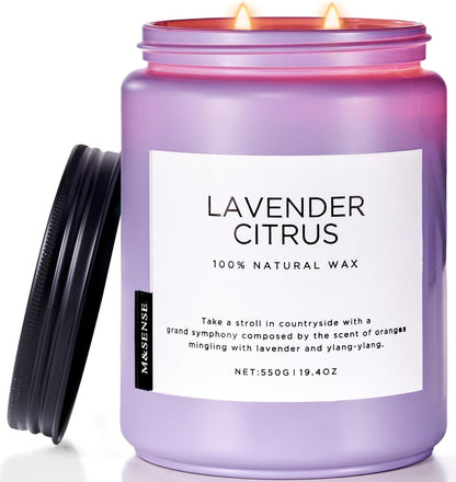 M&SENSE Eucalyptus & Mint Scented Jar Candle, Large 19.4oz Natural Soy Wax, 110-Hour Long Lasting Non-Toxic Clean Burning, Fresh Smelling Home Aromatherapy for Spa Stress Relief, Gifts for Men Women