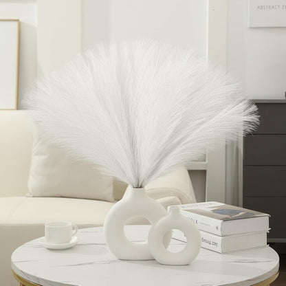 UREYMX Faux Pampas Grass Decor 17.7 Inch 6pcs, Artificial Pampas Grass Fluffy Home Decor, Short Vase Room Decor pompous Grass Flower Arrangement for Boho Home Wedding Decoration (Black)