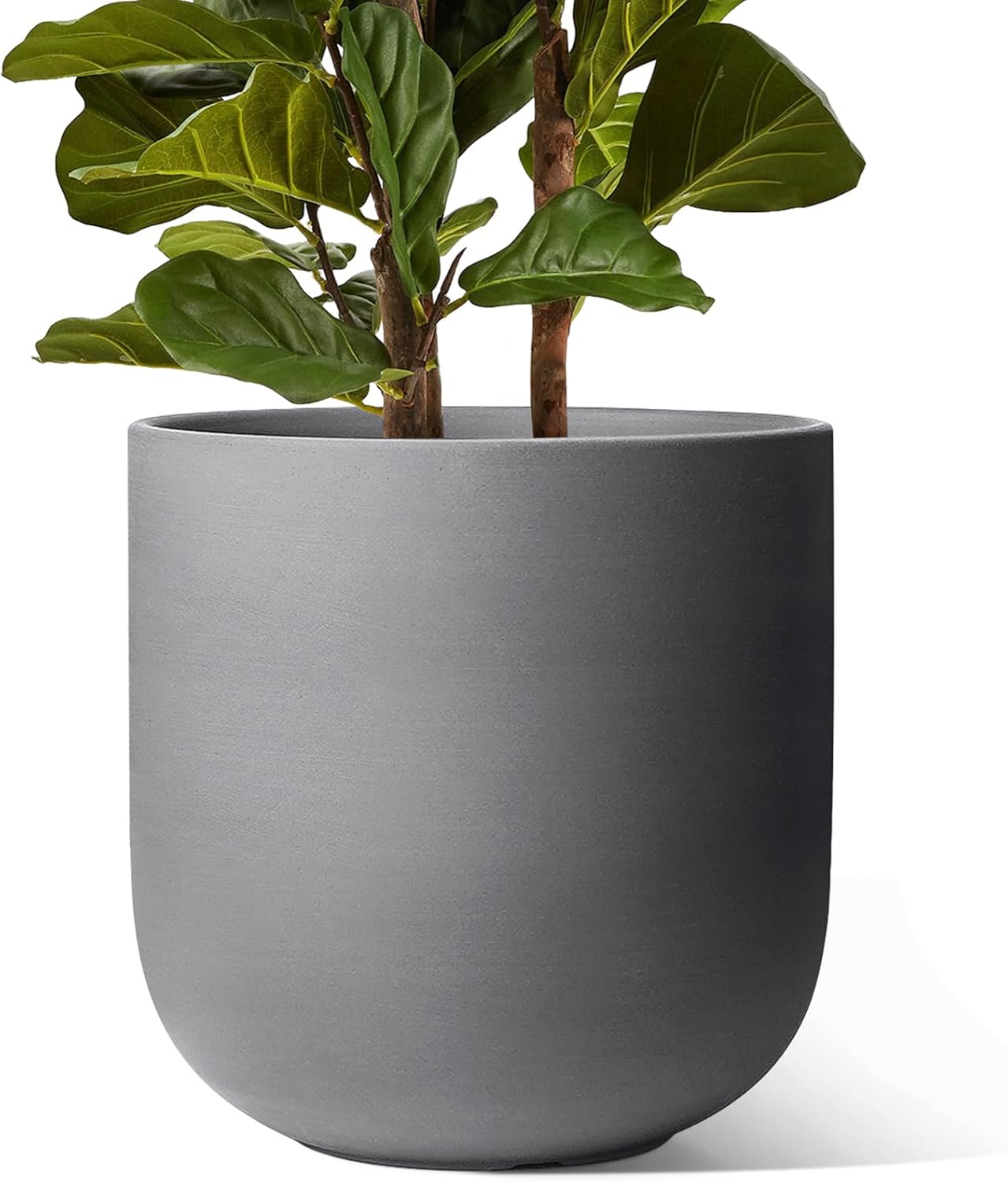 LE TAUCI 12 Inch Pots for Plants, Ceramic Large Planters for Indoor Plants, Indoor Plant Pots for Home Garden Patio Office, Planter Pots with Drainage Hole and Rubber Plug, Neutral Gray