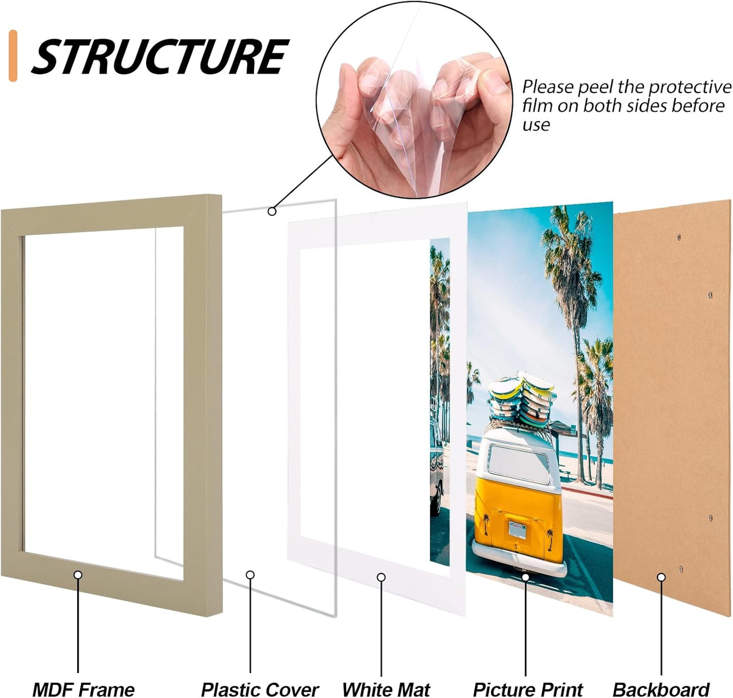Fixwal Picture Frames Set, Gallery Wall Frame Set Picture Frames Collage 15 Pack for Wall or Tabletop with 8x10 5x7 4x6 Frames, Soft Earth Tones