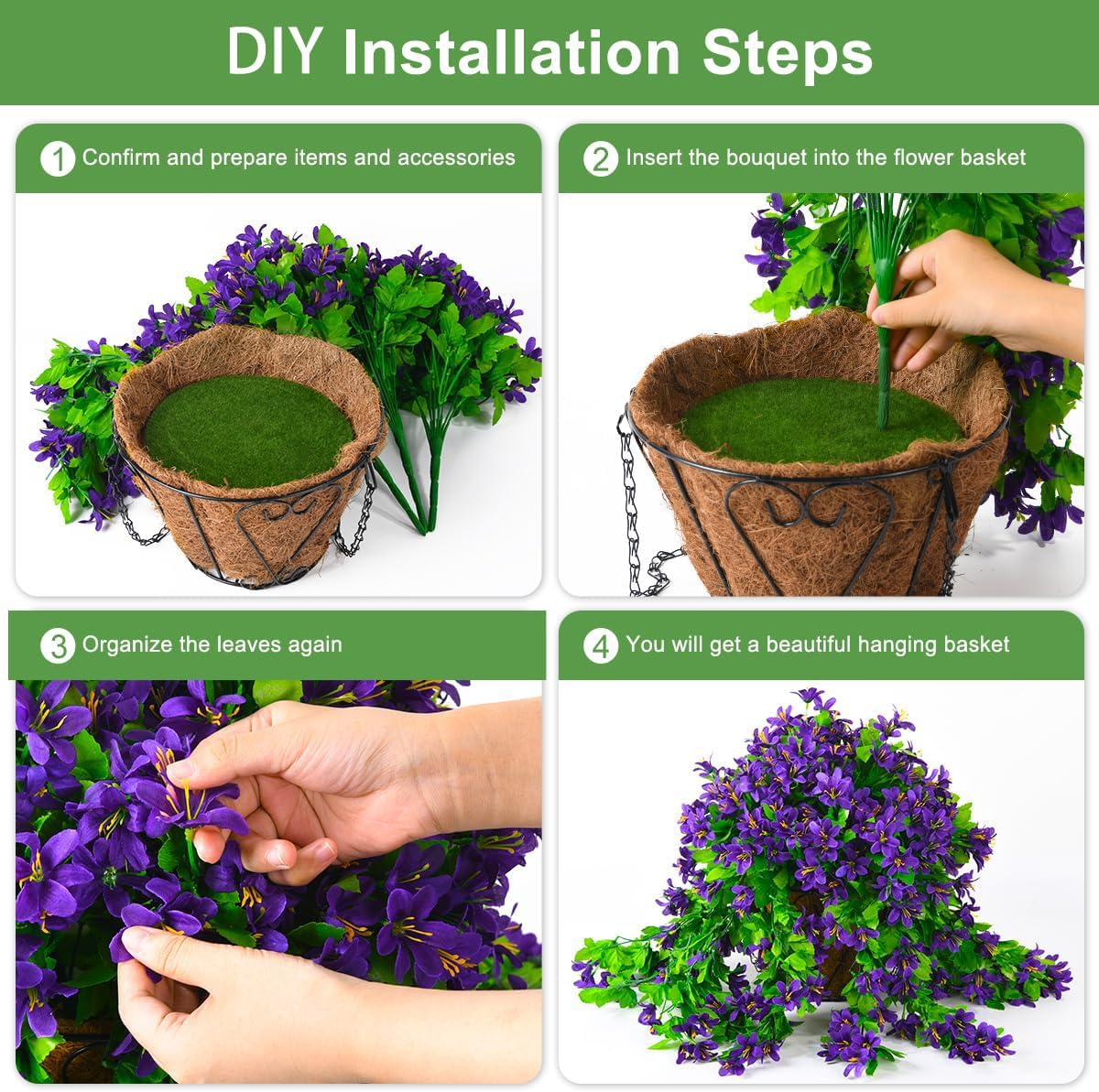 INQCMY Artificial Fake Hanging Plants Flowers Basket for Spring Summer Outdoor Outside Porch Decoration,UV Resistant Faux Silk Violet in Planter for Home Patio Balcony Garden Yard Decor(Red)