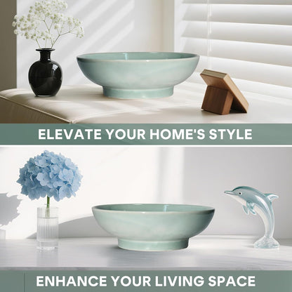 10" Decorative Bowl,Ceramic Fruit Bowl for Kitchen Counter,Coffee Table, Dining Room,Table Centerpiece Bowel,Entryway Key Holder & Jewelry Organizer (Ocean Blue)