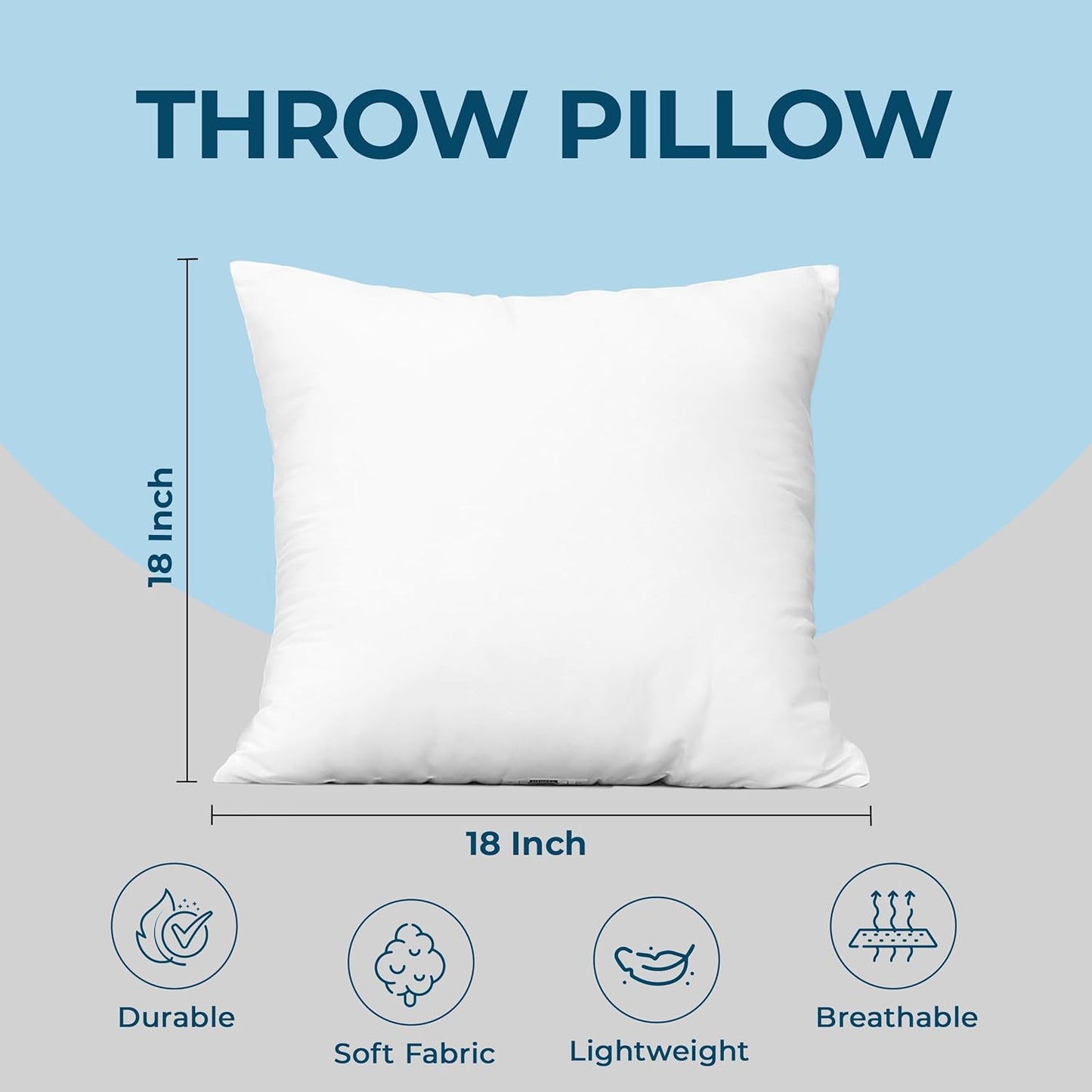 Utopia Bedding Throw Pillows (Set of 4, White) – 16 x 16 Inches Down Alternative Pillows for Bed, Sofa, and Couch - Fluffy Decorative Stuffer Pillow for Indoors & Outdoors