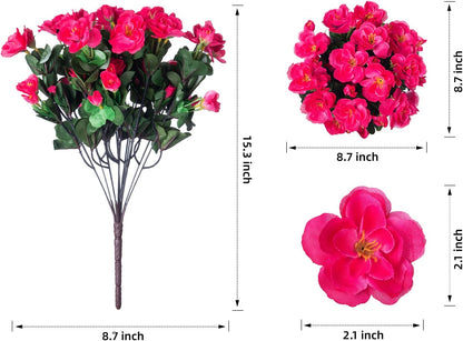 Ivydale Artificial Fake Flowers Plants for Outdoor Outside Spring Decor, Faux Silk Yellow Camellia UV Resistant Look Real for Planter Pot Porch Patio Balcony Garden Yard, 3 Large Bundles