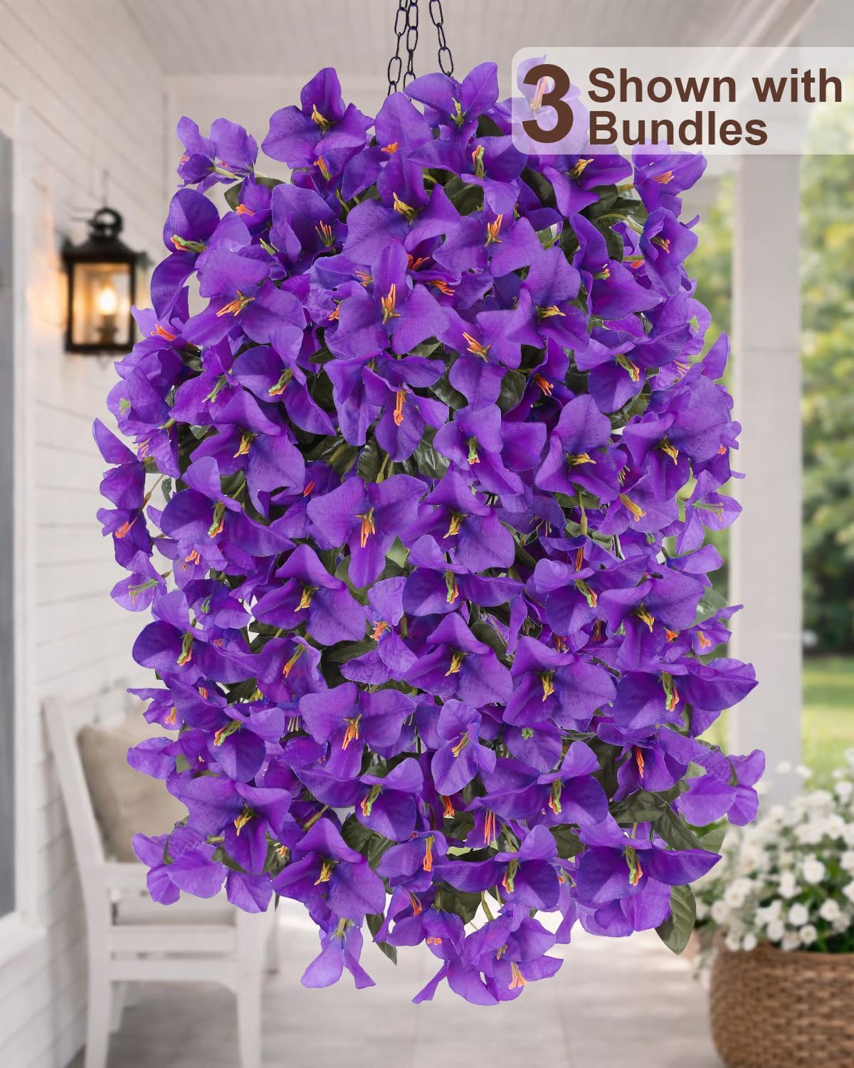 Artificial Flowers for Outdoors – 2 Bundles of UV-Resistant Artificial Bougainvillea, Realistic Silk Flowers for Front Porch, Patio, Garden, Window Boxes & Hanging Baskets (Hot Pink, 2)