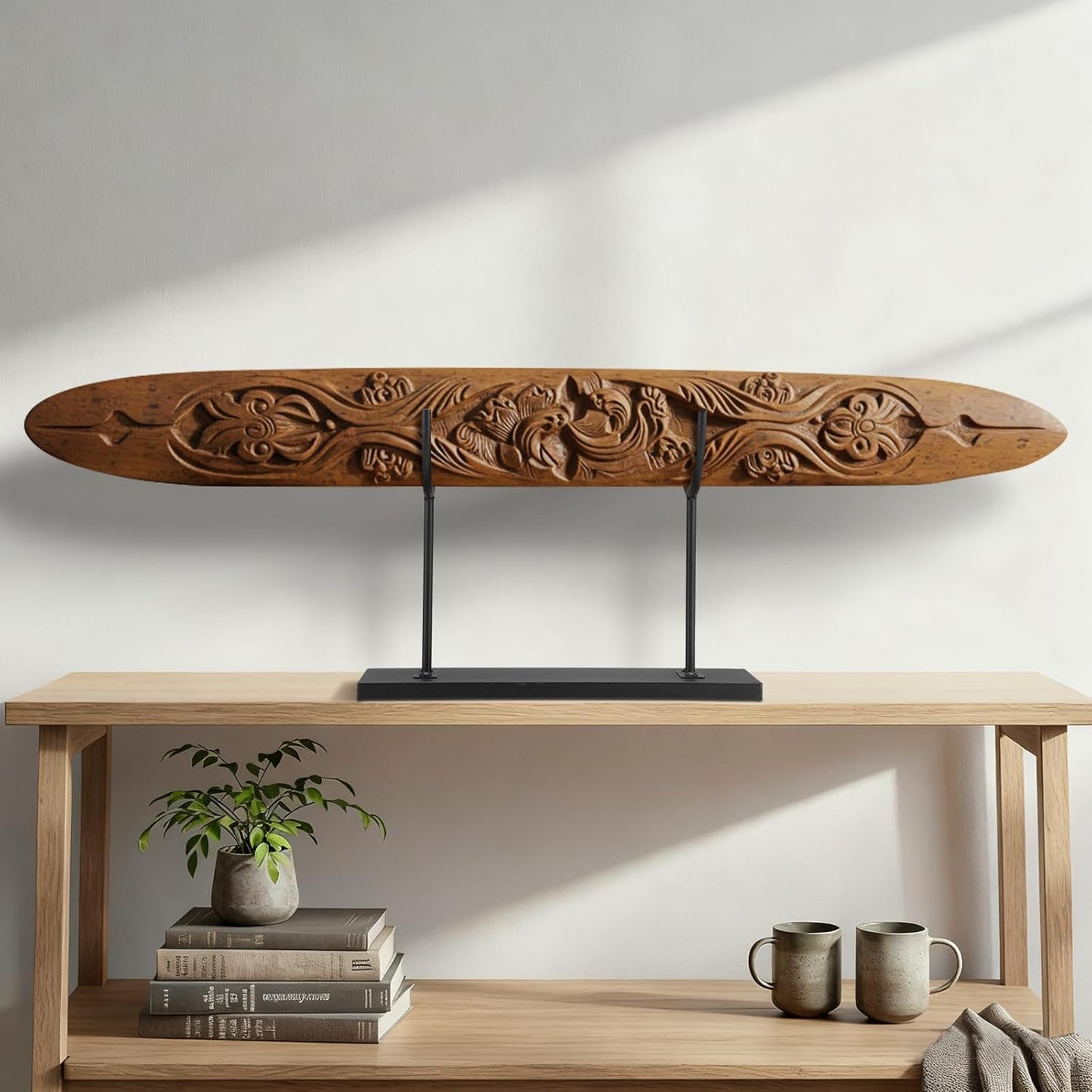 Double U-shaped Metal Display Stand Holder Large Black Rack for Sculptures Art Objects Collections Product Display Stand, Museum Home Office Desktop Tabletop Storage