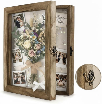 TJ.MOREE Shadow Box Frame 8 x 10 Shadowbox Display Case Picture Frame with Linen Back Memorabilia Bouquet Medals Military Photos Memory Box