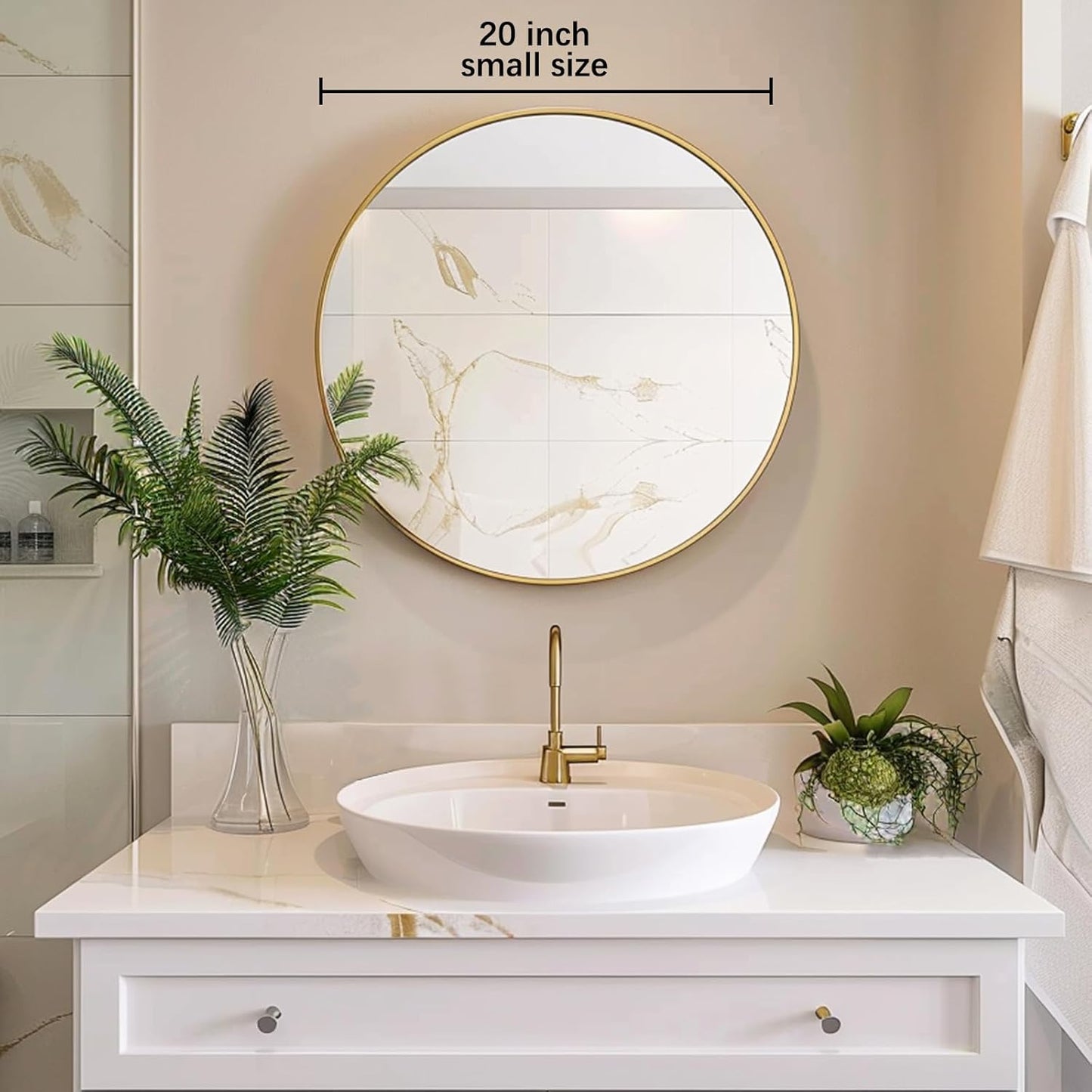 Sunniry Black Round Mirror, Round Mirror 24 inch, Black Circle Mirrors Matte Metal Frame, Wall Mounted Mirrors for Living Room, Bathroom, Wall, Entryway.