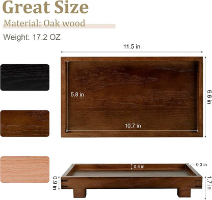 Decorative Tray Small Pedestal Stand Farmhouse Bathroom Decor Wooden Riser Display Stand for Vanity, Kitchen Countertop, Sink, 9.4 * 4.7 White