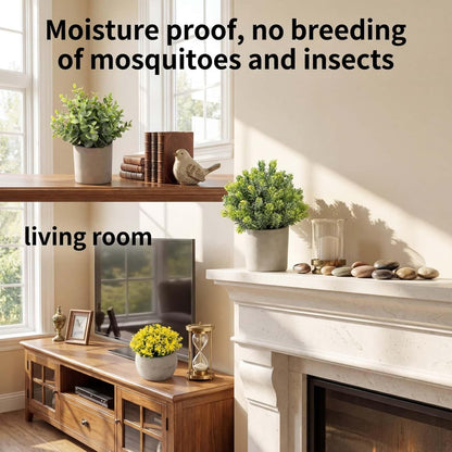 3 Pack Mini Potted Fake Plants Artificial Eucalyptus & Greenery Topiaries with 6 Butterflies,Artificial Plants for Shelf Desk Home Bathroom Farmhouse Room Coffee Table Decor