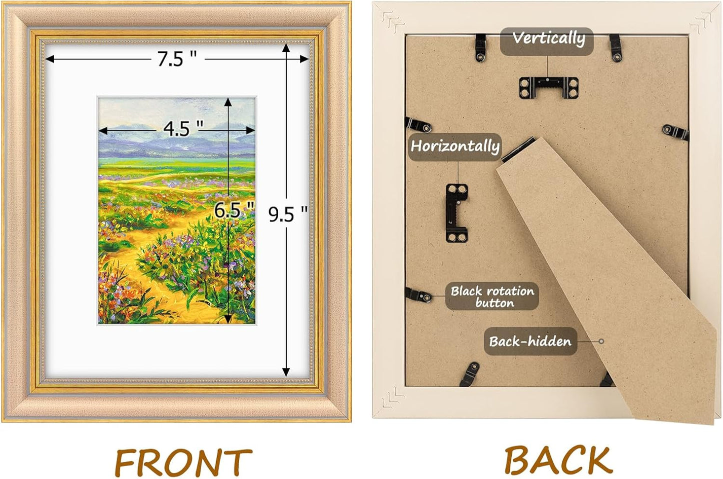 Golden State Art,11x14 Ornate Picture Frame for 8x10 Photo with Mat or 11 x 14 Prints without Mat,Real Glass Wall Display(Color:Green Gold)