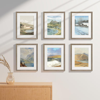 Vittanly 8x10 Picture Frames Set of 9, Shatter Resistant Plexiglass, Display 5x7 Pictures with Mat or 8x10 without Mat, Photo Frames for Wall or Tabletop, Engineered Wood, Black - Colors B
