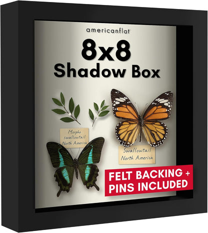 Americanflat 12x16 Shadow Box Frame with Polished Plexiglass - Silhouette Collection - Large Shadow Box Display Case for Tabletop and Wall Display - Black with Soft Felt Back