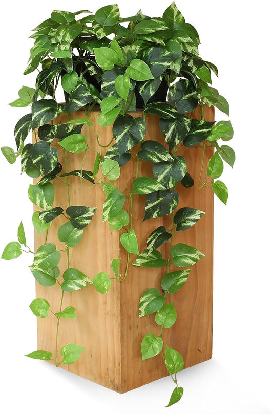 alyptus Fake Pothos Hanging Plants – 33" Set of 2 Faux Ivy Vines with Pots Realistic Silk Devil’s Ivy for Indoor Décor Low Maintenance Artificial House Plants for Home Bathroom or Office - Green