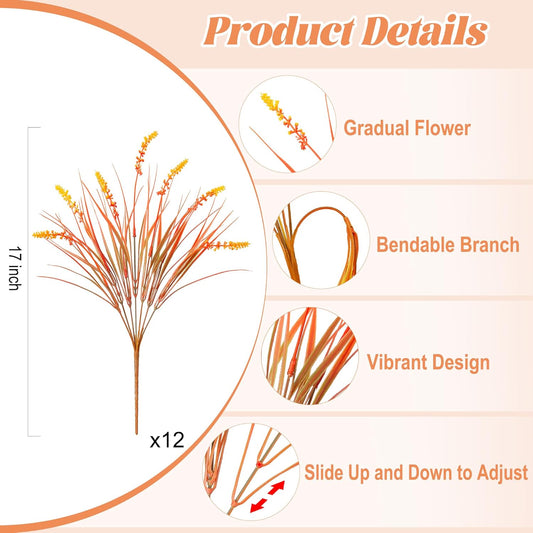 Ammyoo Artificial Faux Plants Flowers for Outdoor Decorations, Fake Monkey Grass for Outside Porch Patio, No Fade Realistic Greenery Plant, UV Resistant Artificial Shrubs for Courtyard Window Garden