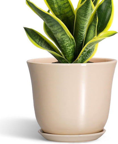 Ceramic Plant Pots - 12 Inch Pots for Plants Indoor Outdoor, Large Round Planter with Drainage Hole and Saucer, Modern Decorative Flower Pot, Home Garden Decor, House Warming Gifts, Blue