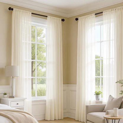 MIULEE White Sheer Curtains 84 Inches Long, 4 Panels Set, Light Filtering Rod Pocket Voile Drapes for Living Room and Bedroom, Airy Soft Fabric Window Treatments, 42 x 84 Inches