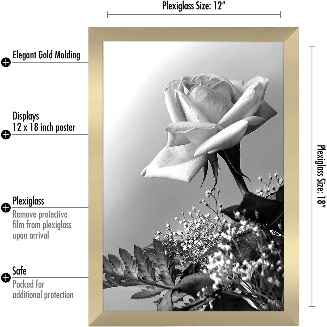 Americanflat 16x20 Picture Frame with Polished Plexiglass - Black Picture Frame - Wide Photo Frames Made of Engineered Wood for Vertical or Horizontal Wall Display - Epic Collection - Black - Colors B