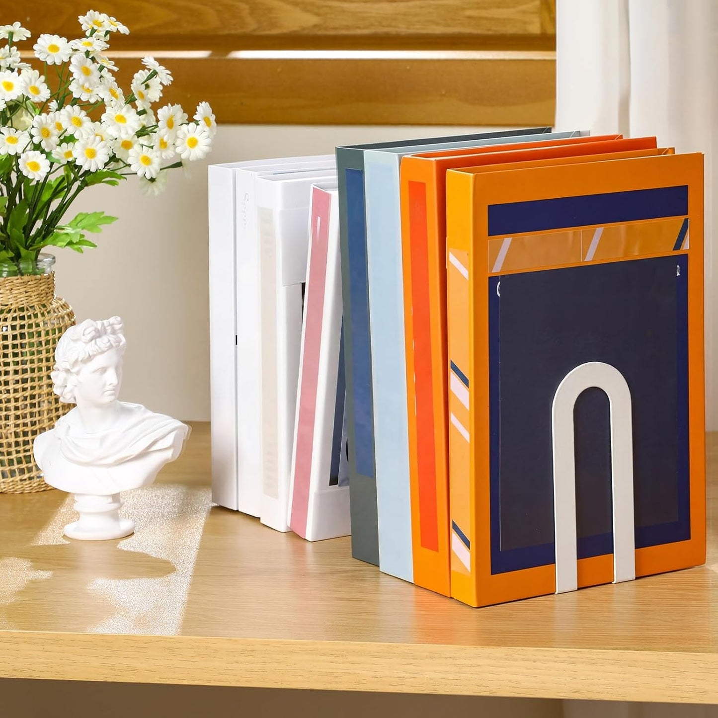 Chunful 12 Pcs Modern Metal Book Ends for Shelves Decorative Small Bookends Book Shelf Organizer Minimalist Design Stopper to Hold Books for Home Office (Gold,5.5 * 3.75 * 2.25inch)