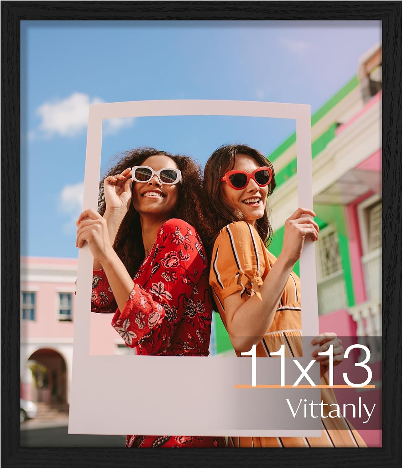 Vittanly 11x14 Picture Frame, Display Pictures 8x10 with Mat or 11x14 without Mat, Photo Frame for Wall Mounting, Black, 1 Pack - Colors A