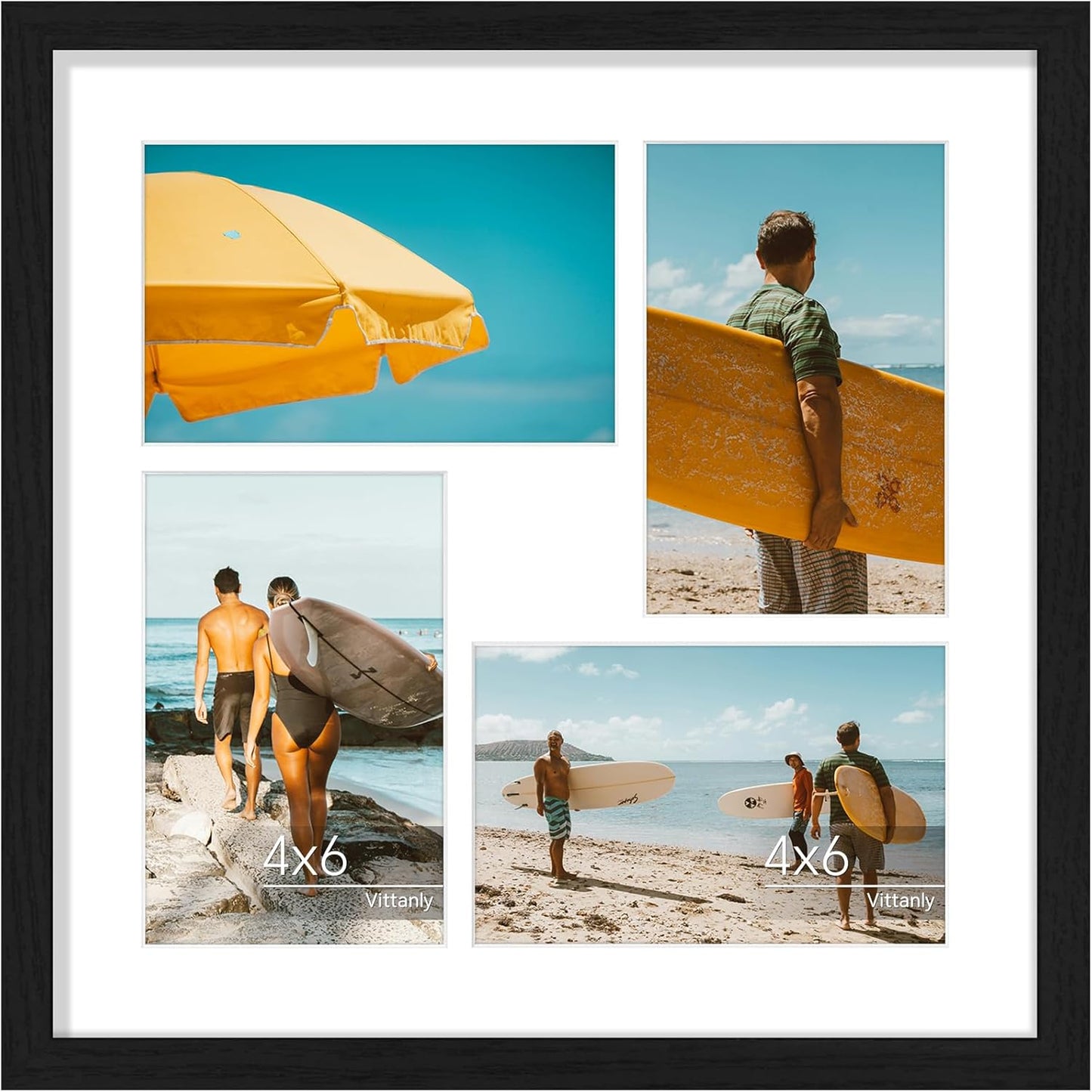 Vittanly 11x14 Collage Picture Frame, Displays 5Pcs 4x6 Pictures with Mat or 1Pcs 11x14 without Mat for Wall Mounting, Picture Frames Collage Wall Decor in Black, 1 Pack