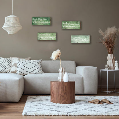ZONWUTHY 4 Pieces Bible Verses Wall Decor Rustic Wooden Christian Signs Farmhouse Religious Decor for Home Motivational Prayer Wall Art for Living Room Office Bedroom Bathroom(Farmhouse,10x4)
