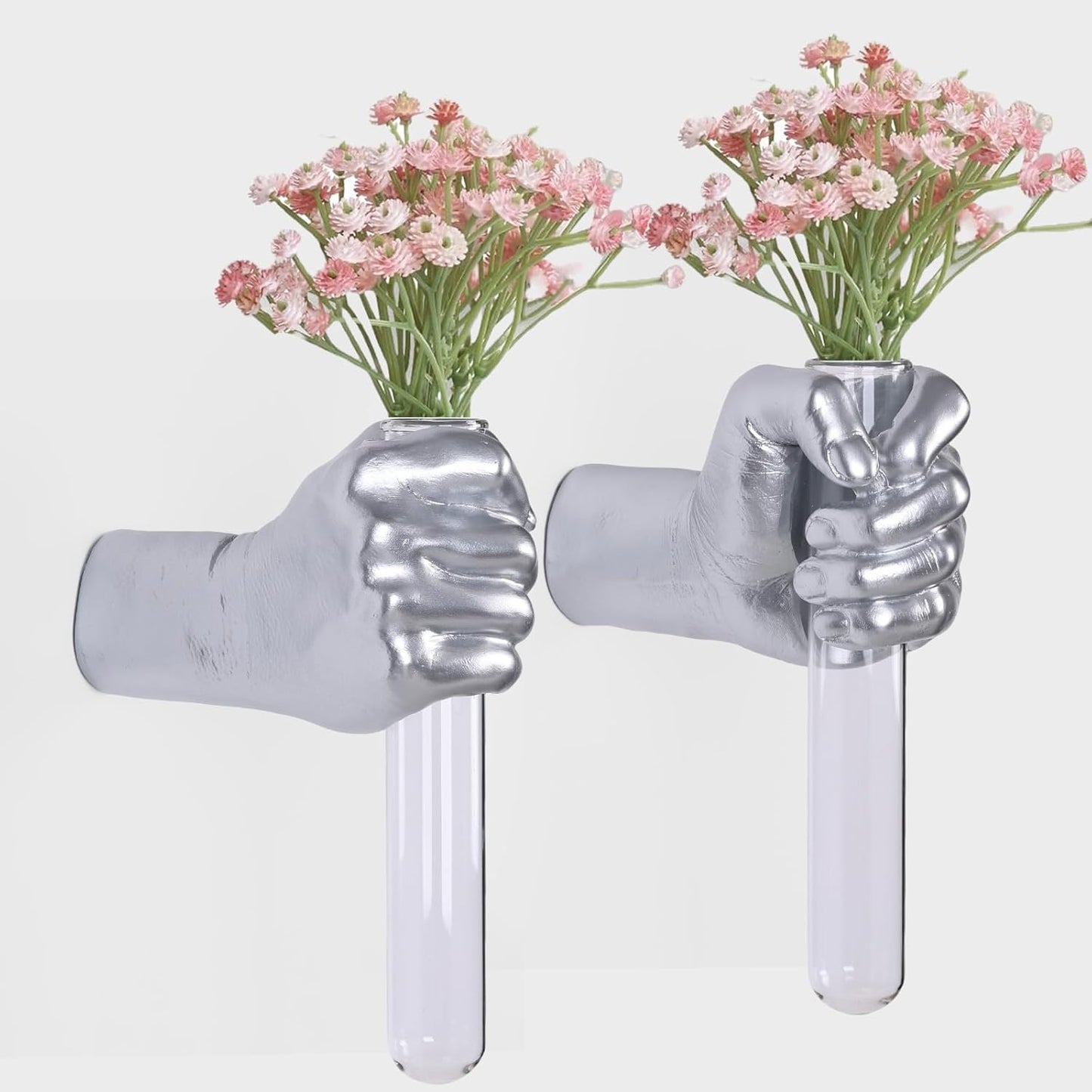 2 Pieces Wall Sculptures, Hands Vase Home Decor, Wall Mount Art Sculpture, Unique Wall Art Statue, Funky Flower Vase Decorations, Modern Eclectic Hanging Decor,Hands Statue (Black)