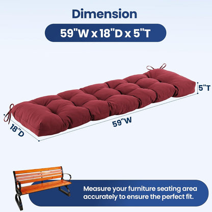 IASEAHK Outdoor Bench Cushion 48x18x5 Inch, Waterproof & Fade-Resistant Patio Furniture Cushions, Tufted Memory Foam Indoor/Outdoor Cushions for Couch Swing with Non-Slip Backing & Straps, Dark Grey