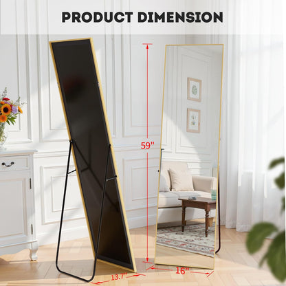 Simple Deluxe Arched Full Length Mirror, 71"x26"Large Floor Mirrors, for Wall Door Bedroom Bathroom Living Room (Gold)