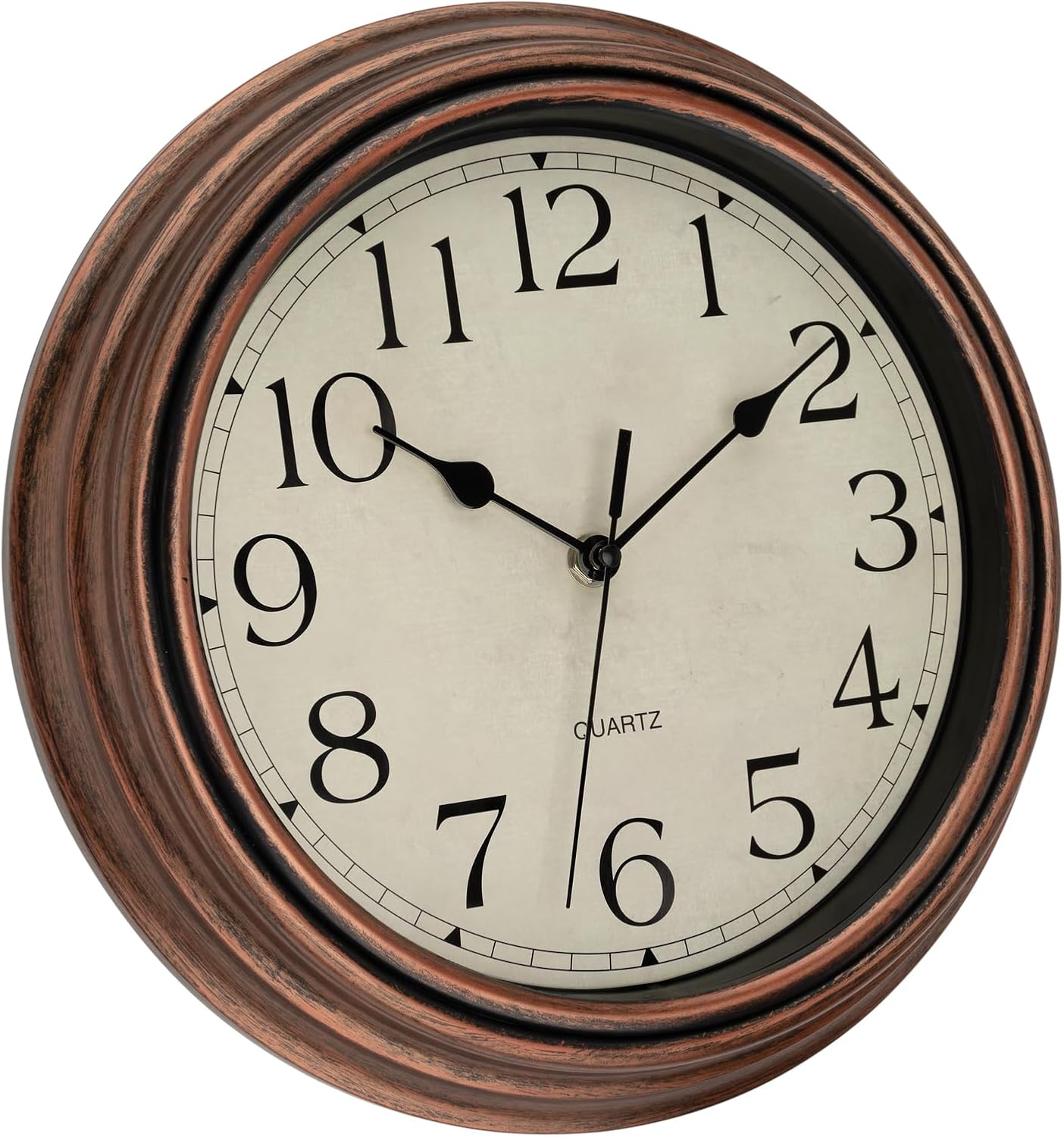 Foxtop Retro Silent Non-Ticking Round Classic Clock Quartz Decorative Battery Operated Wall Clock for Living Room Kitchen Home Office 12 Inch (Bronze)