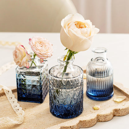 Clear Glass Bud Vase Set of 12 Pcs,Small Bud Vases in Bulk,Glass Crystal Flower Vases Table Centerpieces for Party Event Wedding Decor Baby Shower Decorations (Clear, 12 Pcs)