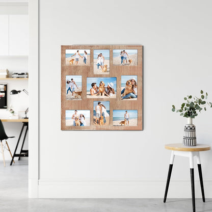YESKAY 4x6 Picture Frame Collage for Wall Decor, Multiple Photo Collage Frames with Tempered Glass, 7-Opening for 4 x 6 Picture Frames, Rustic Brown, 1 Pack