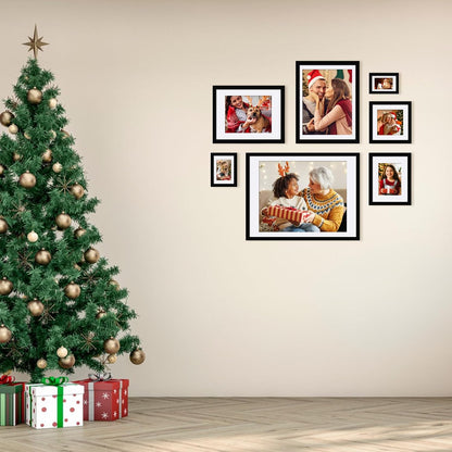 Egofine 8x10 Picture Frames Set of 4, Made of Solid Wood Covered by Plexiglass 4x6 and 5x7 with Mat or 8x10 without Mat, for Table Top Display and Wall Mounting Photo Frame Black